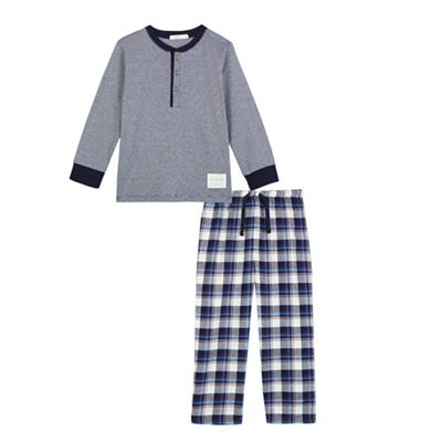 J by Jasper Conran Boys' navy striped and checked print pyjama set
